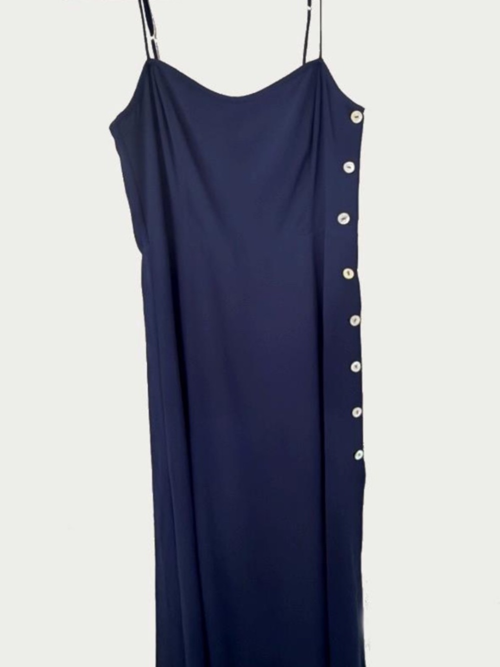 Wilfred Aritzia Navy Blue Button-Front Lined Maxi Dress | Size 6 | Flowy